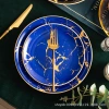 European-style gold-edge tableware, marble-patterned plates, Western plates, steak plates, household tableware, banquet dessert presentation model room details Picture