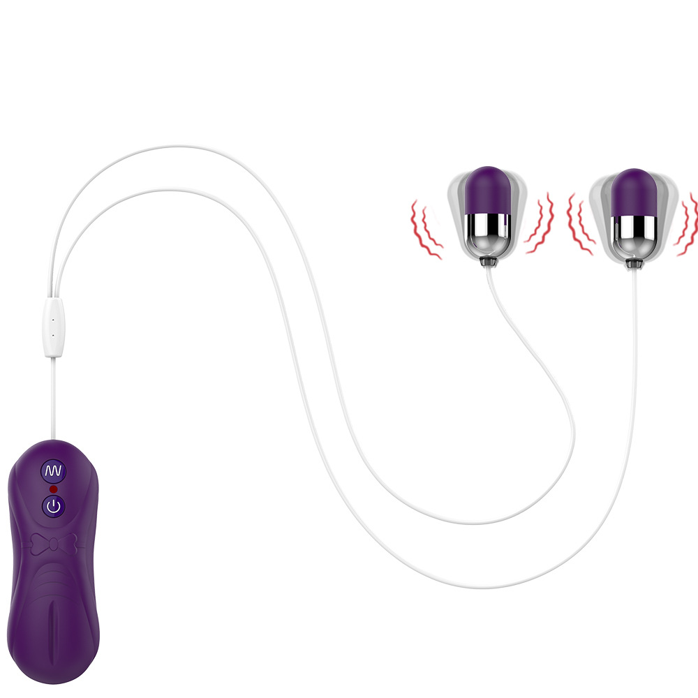 New women's 16-frequency strong vibration dual jumping egg flirting and stimulating chest massage silicone breast pump jumping egg Item Picture