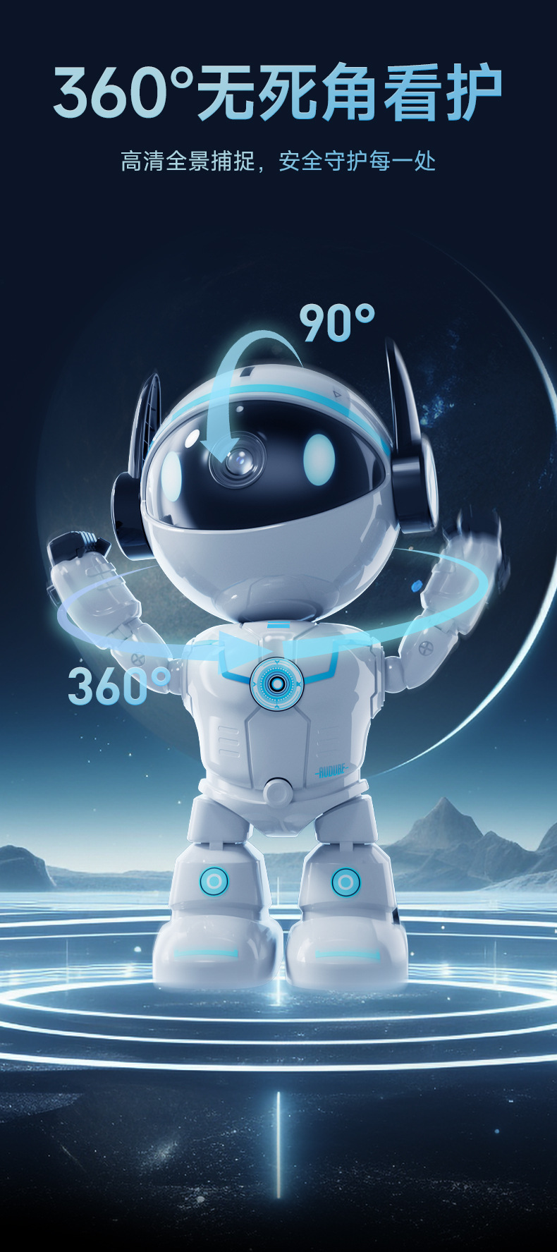 小白人摄像头高清监控器监控家用可夜视智能机器人移动侦测摄像头详情4