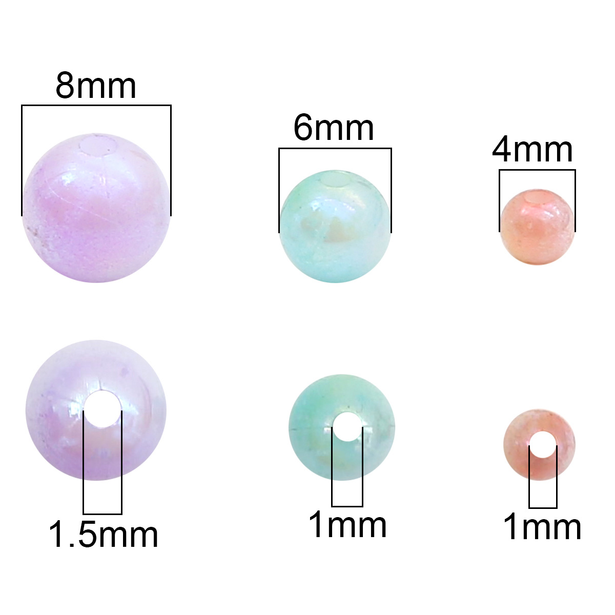 6Mm Acrylic Ab Color Gradient Two-Color Round Beads Diy Handmade Bracelet Jewelry Bead Loose Bead Bracelet Material Application Scenario