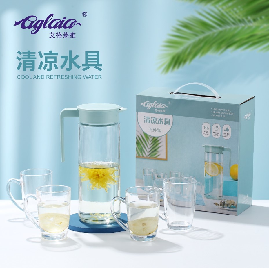 Egleya cold kettle set caja de regalo juego de agua jarra de jugo de vidrio casa olla fría regalo de otoño medio al por mayor