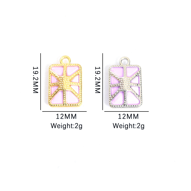摩卡长方形玻璃水晶合金吊坠 马卡龙DIY饰品配件项链耳饰手链挂件详情1