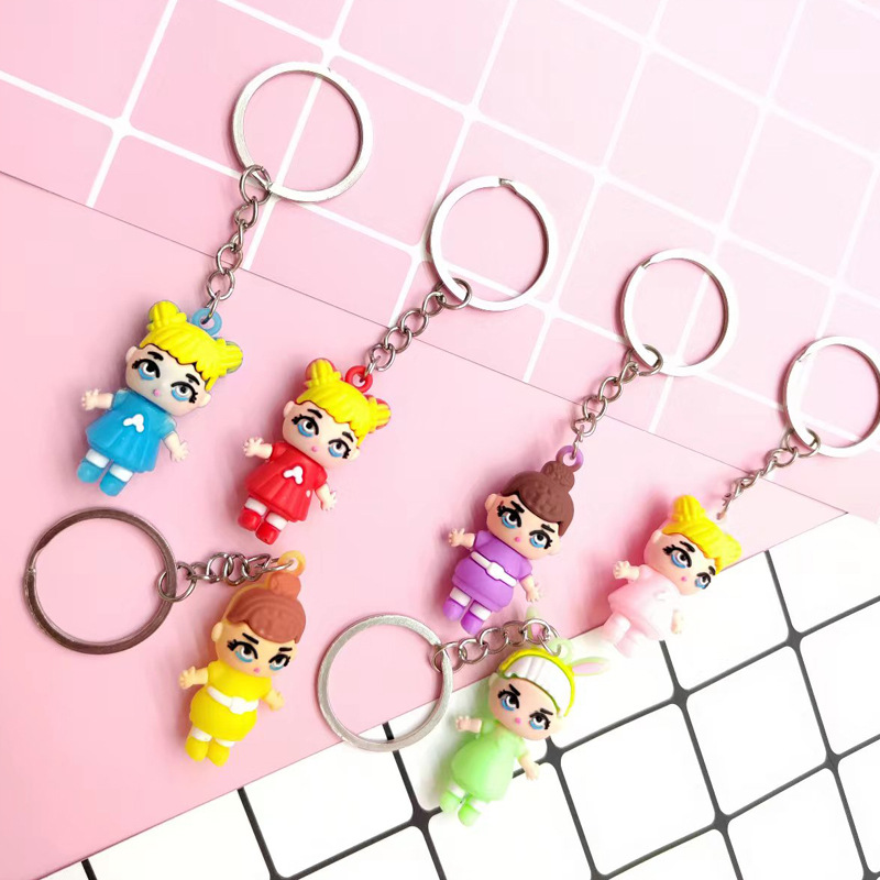 Factory Direct Sales Cute Cartoon Three-Dimensional Pvc Figure Creative Small Gift Student Bag Key Chain Pendant details Picture
