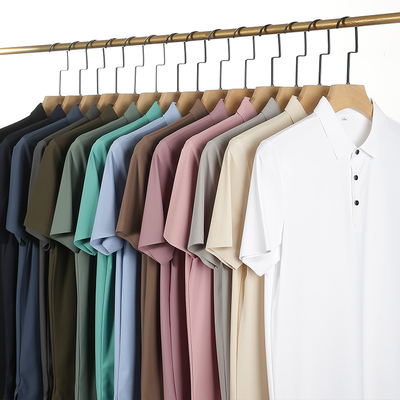 Ice-feel seamless embossed ice silk men's polo shirt, men's short-sleeved T-shirt, summer business lapel suit, summer clothing wholesale details Picture