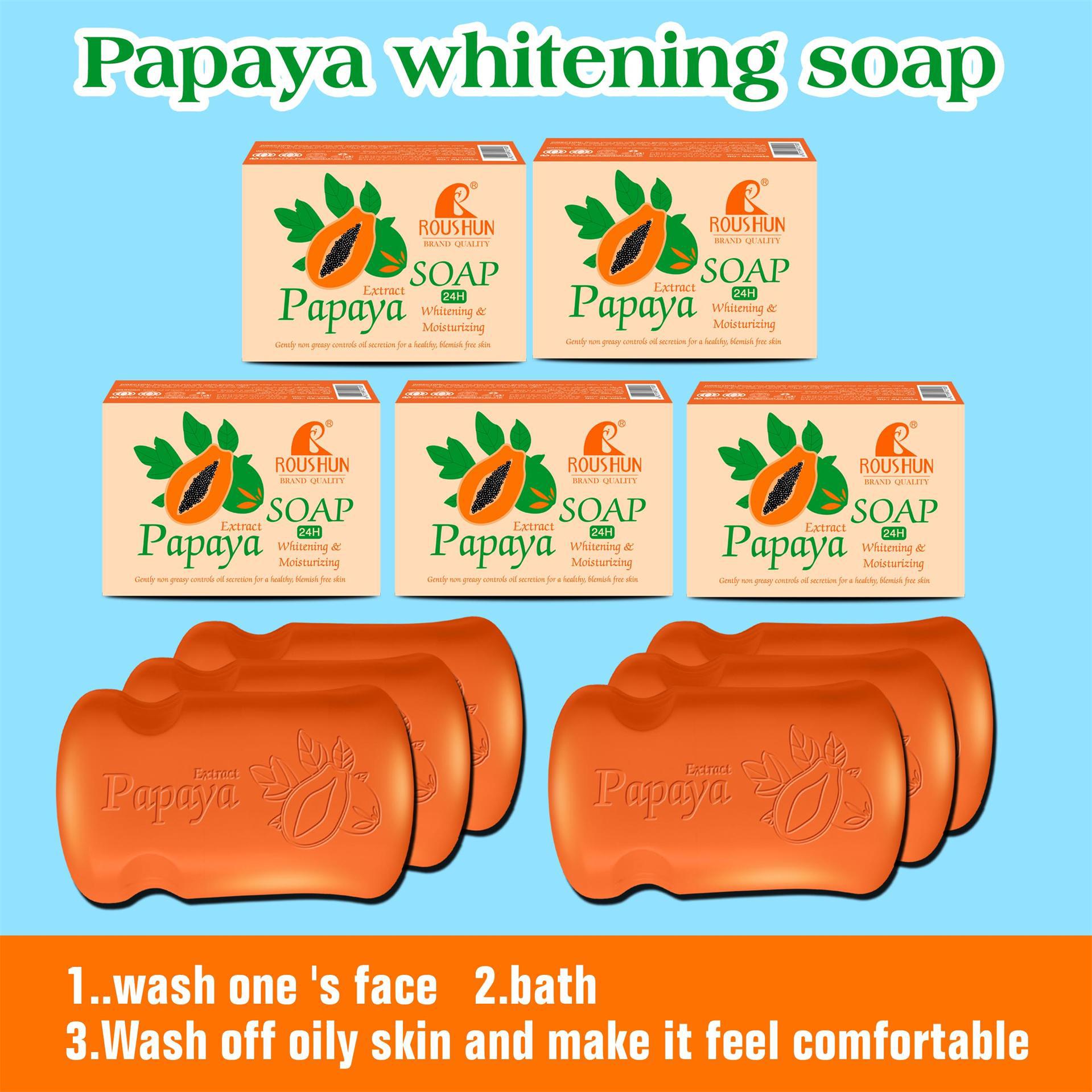ROUSHUN Papaya Soap Wholesale Moisturizing Hydrating Cleansing Soap details Picture
