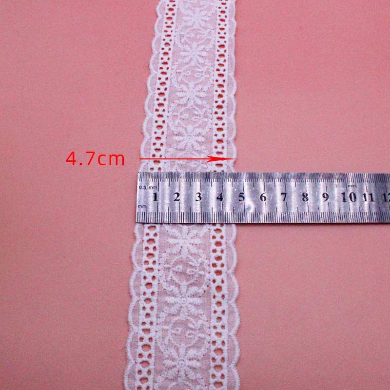 Cotton lace trim, double-sided wave hollowed-out pure cotton lace, children's dress hem, garment patchwork embroidery, pure cotton lace Specification image