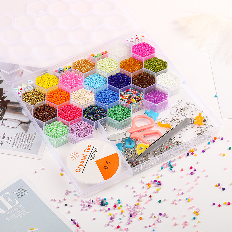 New foreign trade cross-border 26 grids hexagonal rice beads loose bead set box handmade beaded diy jewelry material pack thumbnail