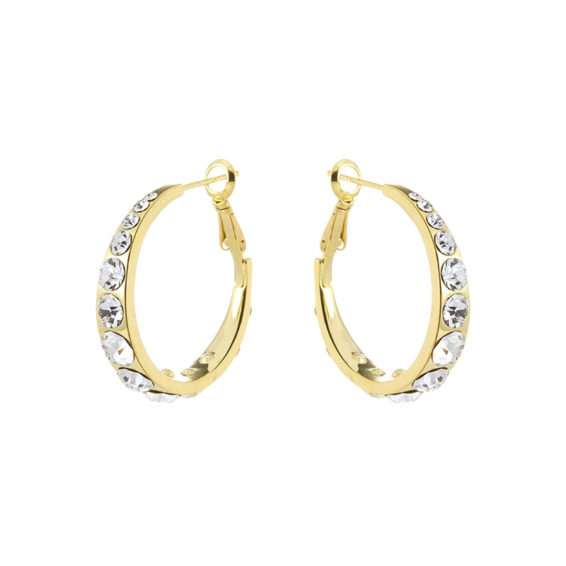 Europe And The United States New Simple Temperament Diamond Ear Buckle Female Personality Fashion Pastoral Style Alloy Earrings Wholesale Item Picture
