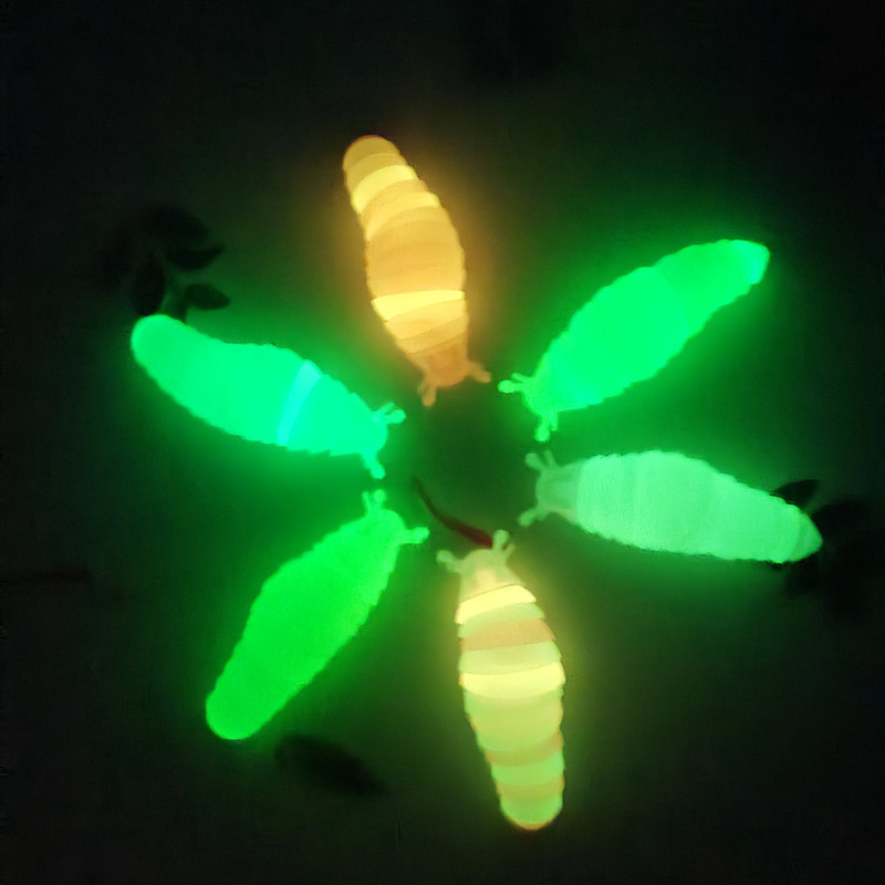 2022 Cross-border explosive small glow-in-the-dark caterpillar lashing Slug children's puzzle vent relief toy Specification drawing