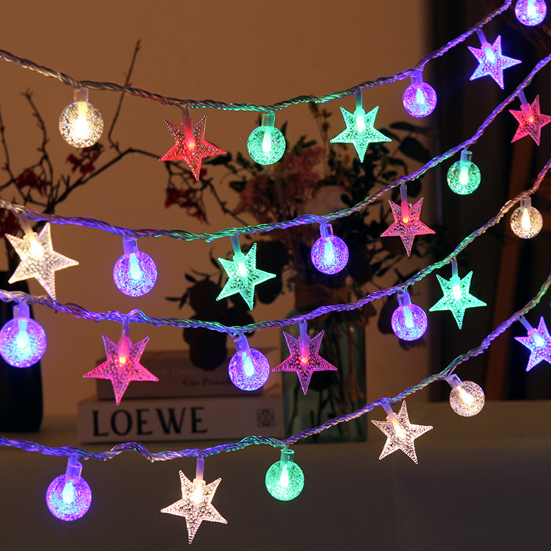LED star lights, outdoor camping light strings, flashing lights, colored light strings, outdoor solar Christmas festive atmosphere decorative lights details Picture