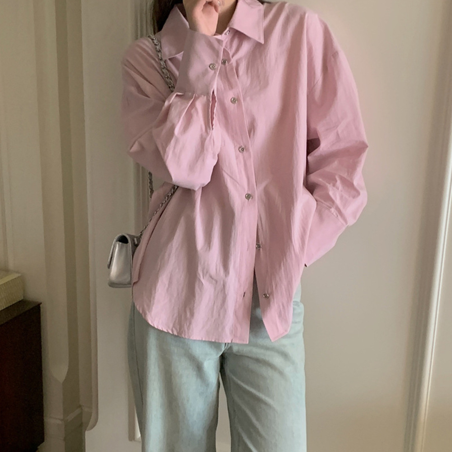 衬衣女宽松百搭/跨境/女装/衬衫/春秋牛仔衬衫女产品图
