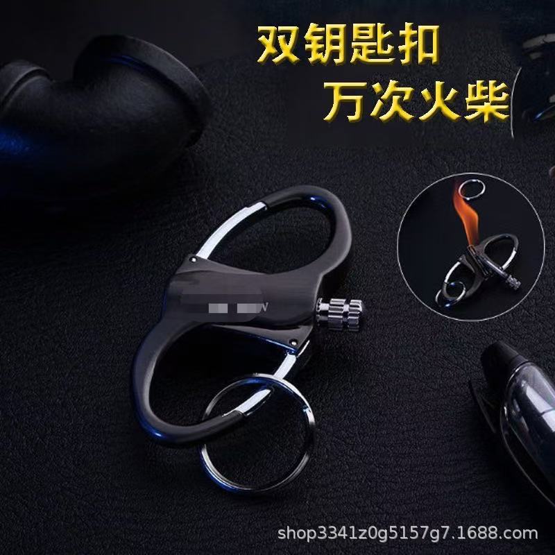 YF-656 metal keychain ring, multi-functional portable, 10,000 times match kerosene lighter, waterproof outdoor men's waist hanging Specification image