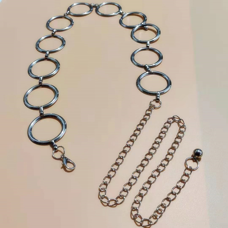 Spring and summer Korean-style fashionable, elegant and stylish women's dress with a waist chain and decorated metal large circular belt is in stock for wholesale Application Scenario