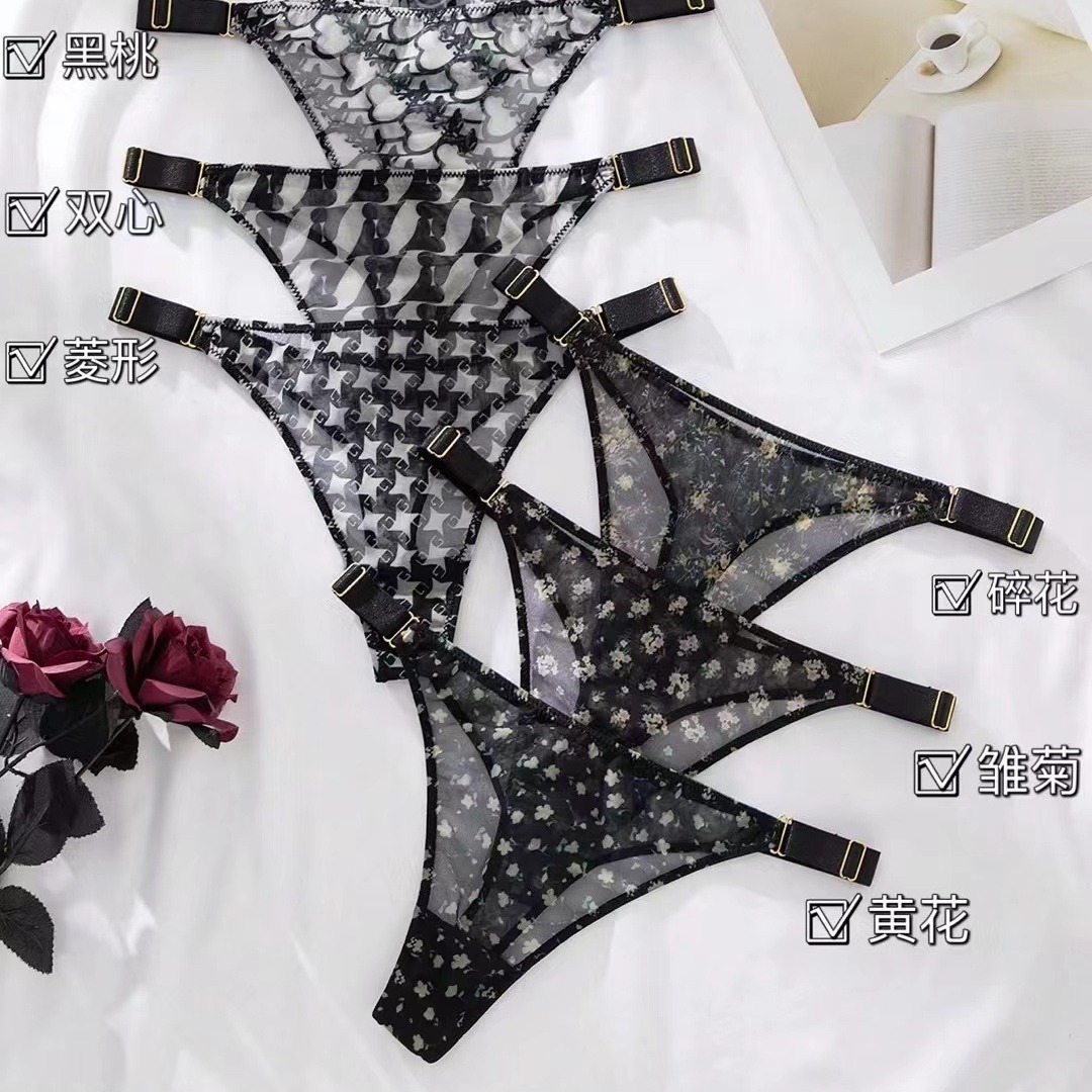 Wholesale of cross-border European and American style sexy printed mesh women's European-sized briefs that tempt women details Picture