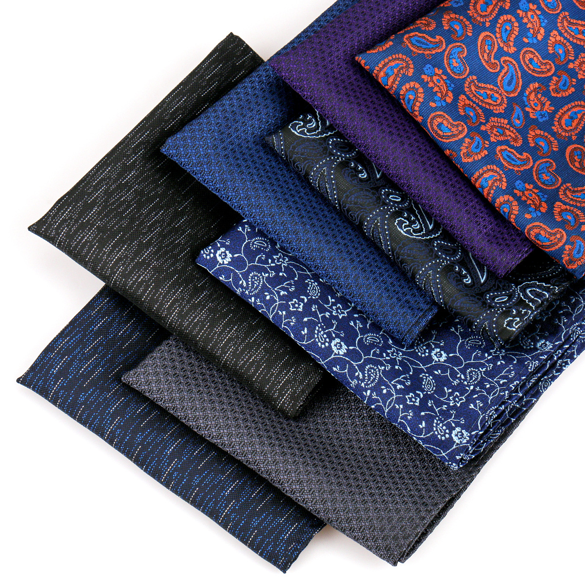 Men's suit pocket square, cashew nut crushed flower triangular square, wedding suit accessories handkerchief, chest square, small square square in stock Item Picture
