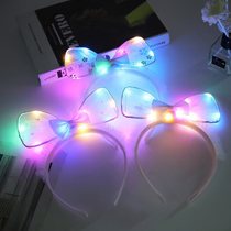 Luminous oversized bow headband female French personality net red fabric mesh exaggerated photo shoot glitter headband