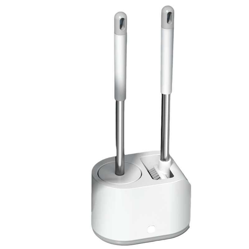 马桶刷长柄硅白底实物图