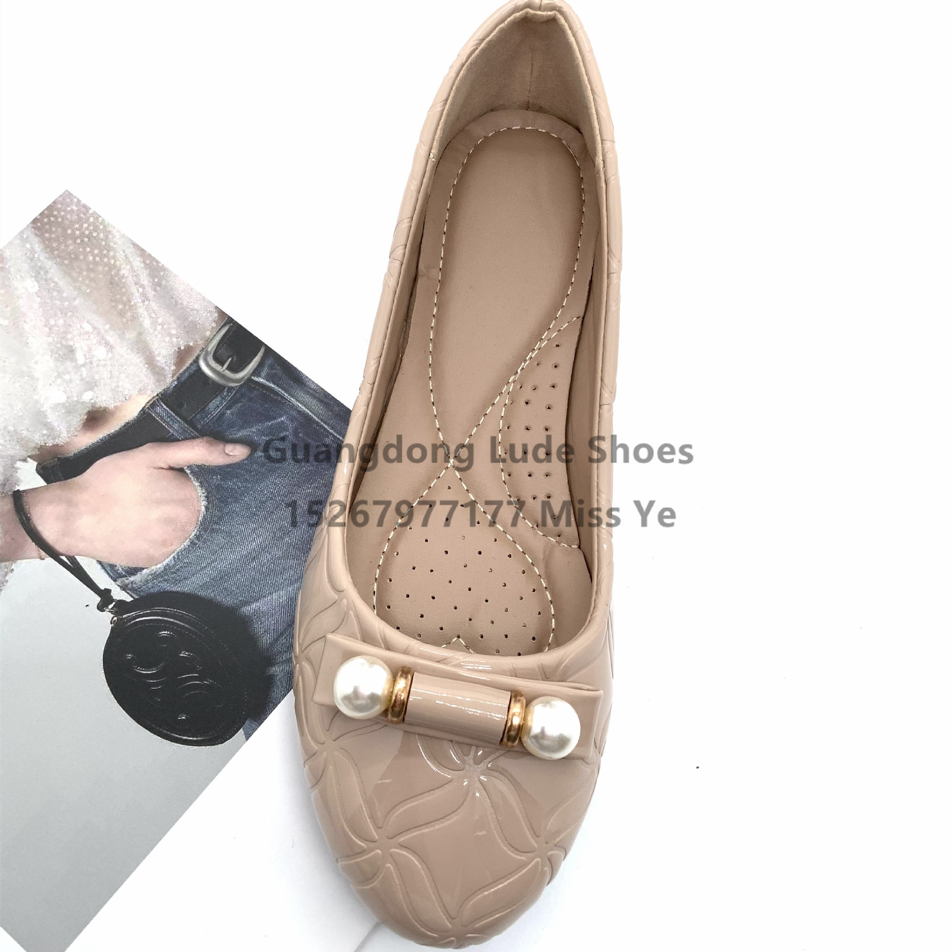 2022 New Casual Single Shoes Female Pearl Fashion All Comfortable Flat Shoes Guangzhou Women's Shoes Craft Shoes Single Shoes Specification drawing