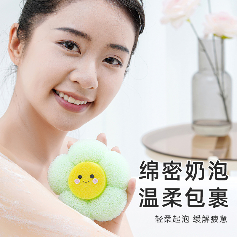 悦思家批发花间沐浴球搓泥神器挂吸浴花不散花加大形绵密奶泡搓澡