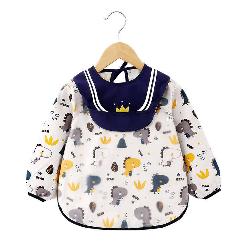 Baby feeding covers, children's bibs, cotton waterproof and dirt-resistant baby feeding pockets, men's and women's aprons, children's reversible dressing Item Picture