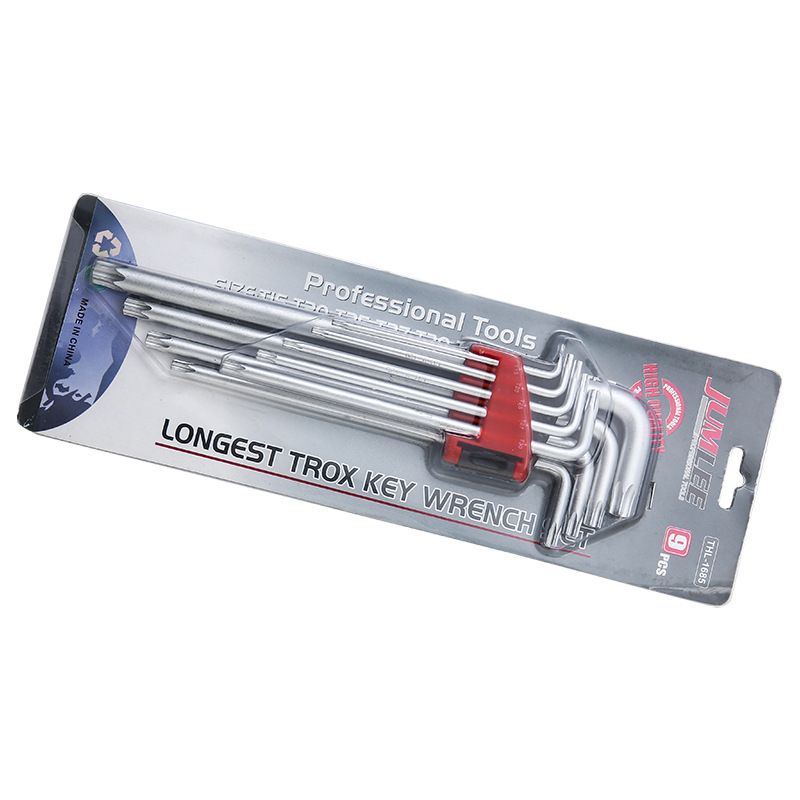 Super extended star-shaped Allen L-shaped wrench 9-piece set, Allen wrench 9pc set, hardware tools in stock Item Picture
