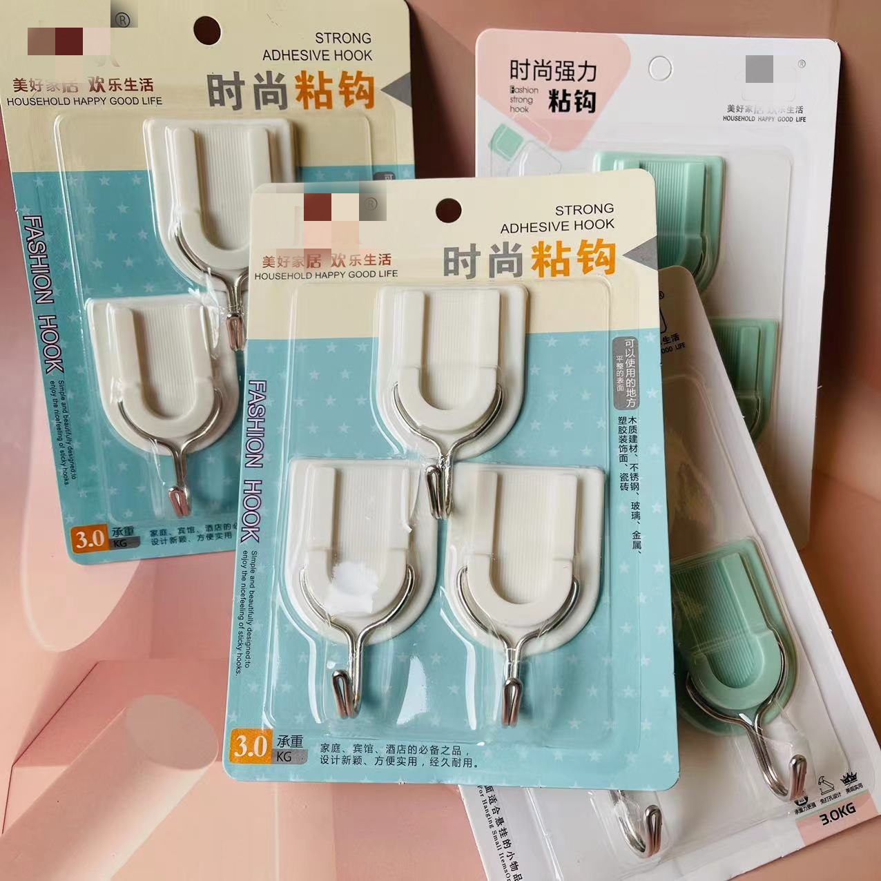【 Zone 2-6 】6103 Adhesive Hook, 200 yuan per box. 6103 Adhesive hook, white and gray wall, household bathroom plastic hook, office simple hook, 2 yuan supply Item Picture