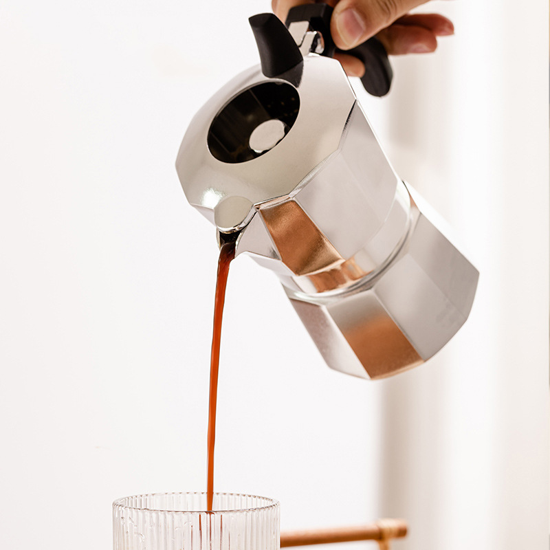 新款双阀摩卡壶咖啡壶意式浓缩煮咖啡器具意大利八角拿铁摩卡壶详情图3
