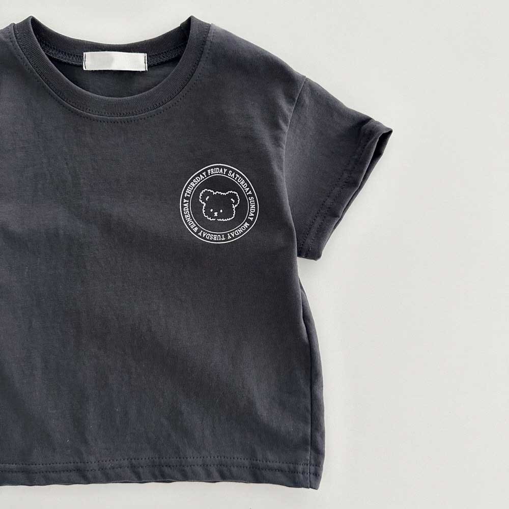 Summer Korean bear print T-shirt, ins style children's short-sleeved single T-shirt, small and medium-sized children's short-sleeved top, sports short-sleeved Application Scenario