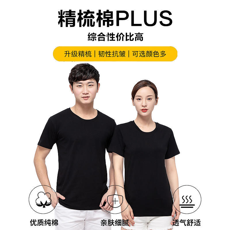 Cotton crew-neck T-shirt custom printed logo advertising shirt work clothes custom summer T-shirt work clothes short sleeve embroidery details Picture