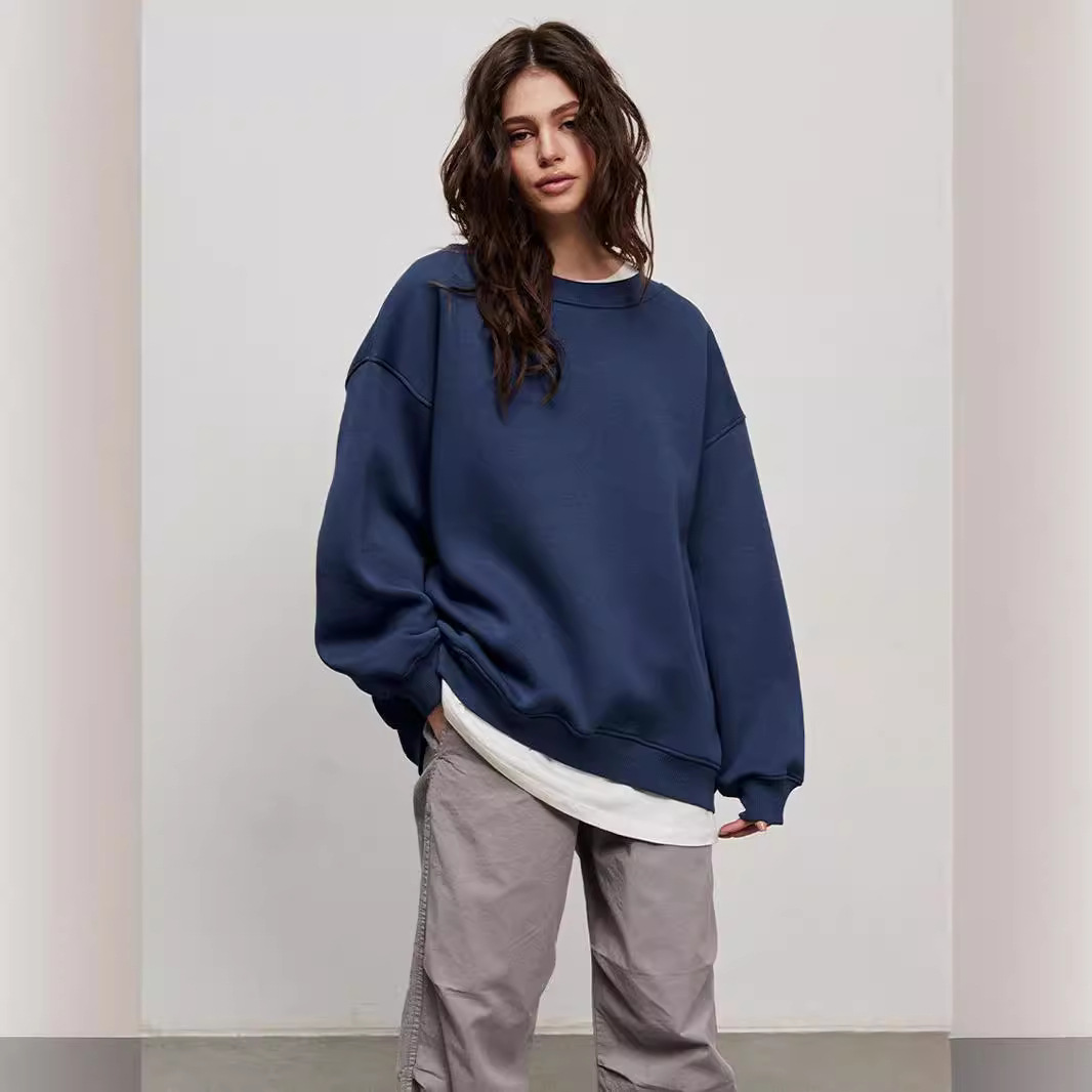 Neutral style hoodie, new cross-border fashion trend women's clothing for autumn and winter in Europe and America, versatile loose fleece hoodie wholesale