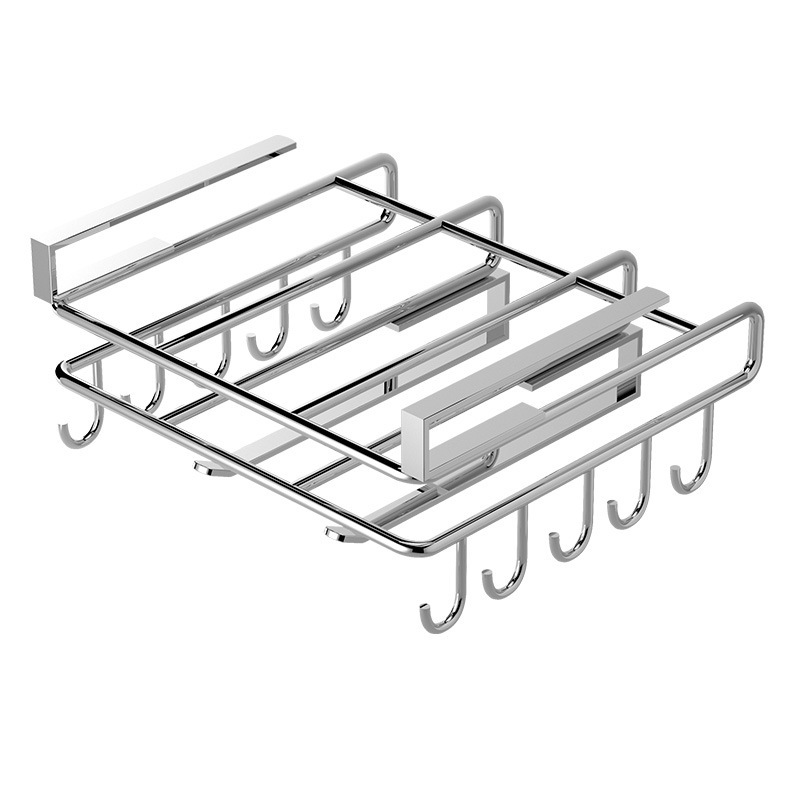 Multi-functional kitchen cabinet, hanging kitchen storage rack, cutting board rack, cabinet door hanging rack, wall-mounted storage, wine glass rack, pot lid rack hook Item Picture