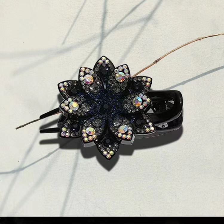 South Korea Ins Headwear Three Teeth Clip Duck Mouth Clip Net Red Elegant Female Back Head Rhinestones On Grade Super New 2023 Specification drawing