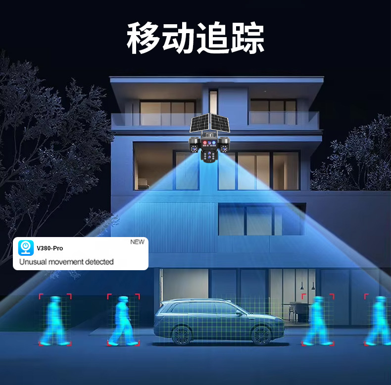 Solar-powered zoom camera, multi-lens tracking camera, dual solar panel outdoor monitoring camera pic 10