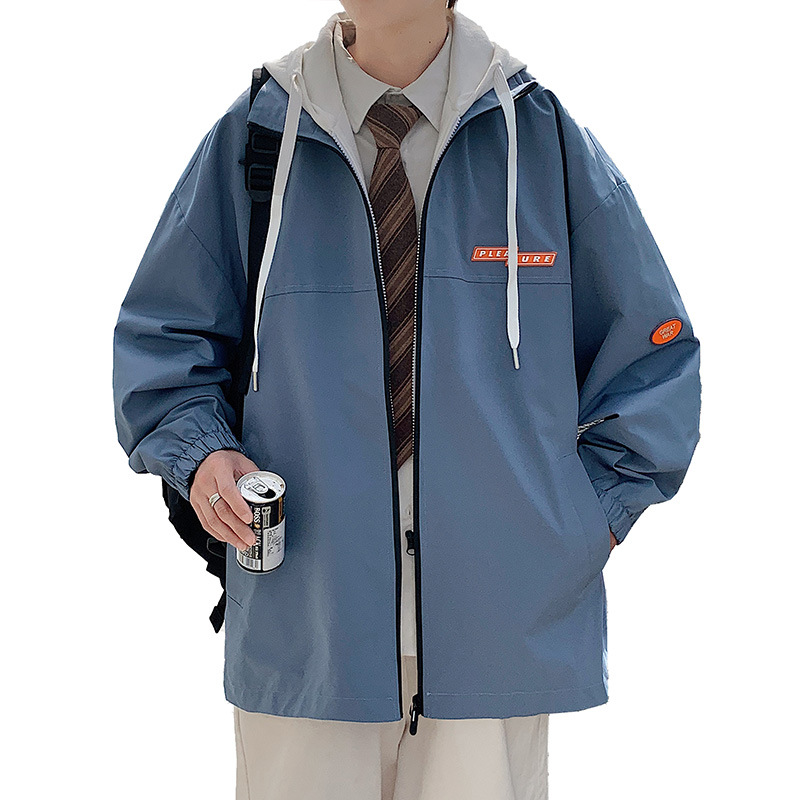 Two new spring men's jackets for male students, trendy, fashionable, casual, hooded, plus-size men's wear Item Picture