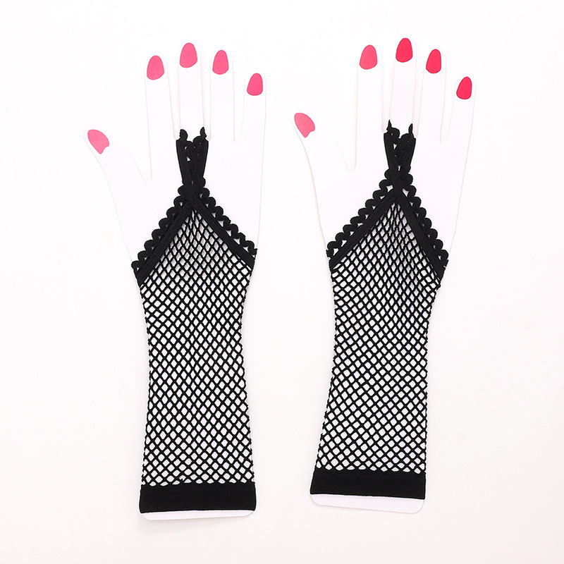 Europe And The United States Sexy Party Hook Finger Hollow Fishing Net Gloves Stage Performance Of Punk Black Gloves Eldest Girl Application Scenario