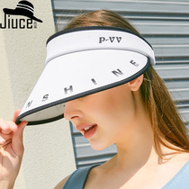 Korean empty top hat UV face mask sunscreen hat UV protection large eaves visor hat fashion alphabet print sun hat