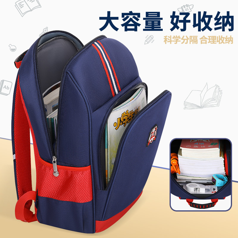 New School Bag Primary School Students Set Logo Printing Male And Female Students To Reduce The Burden Breathable British Style Children's Backpack Printing details Picture