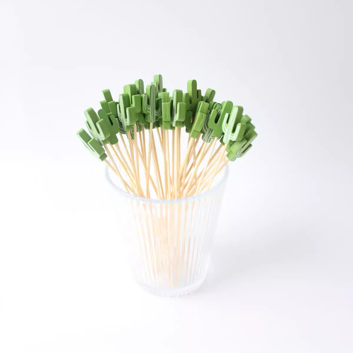 批发单款100支/包三叉仙人掌水果叉汉堡叉子果插家用果签竹签网红