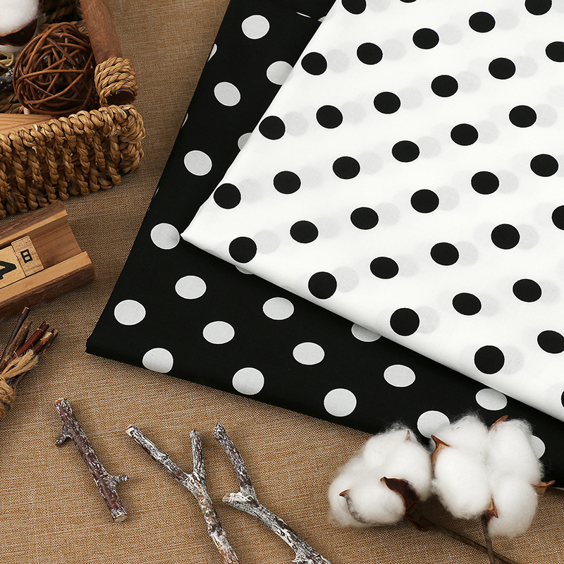 黑白圆点全棉印花面料 活性棉纯棉面料 春夏连衣裙衬衫时装面料
