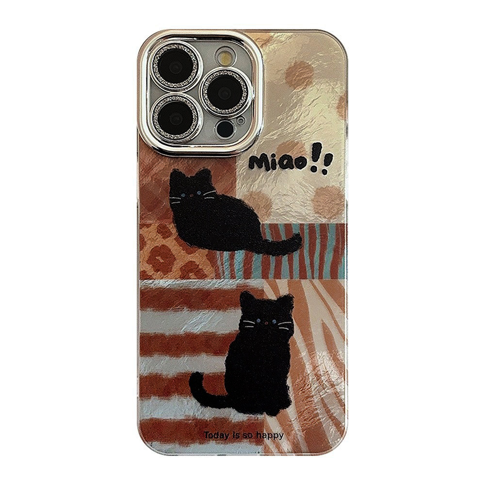 Leopard print cat phone case suitable for 17 iPhone 16pro max lens film iPhone 13 shockproof 12 retro 15 Item Picture