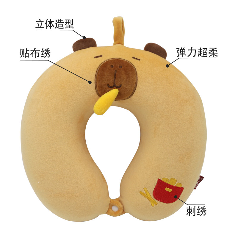 Memory foam Capibara Capybara U-shaped pillow, Kanglehouse Cartoon cute animal Protection car neck pillow Order details Picture
