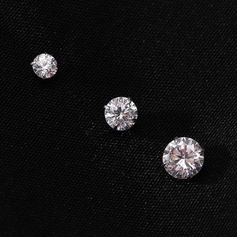 Round zircon 925 sterling silver screw buckle ear piercing stud, simple and cold style for women, ear bone stud E9757 Specification image