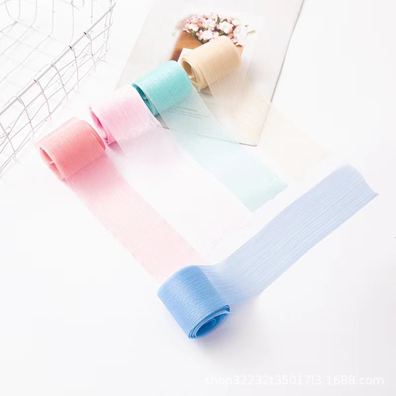 6cm pleated yarn, crepe yarn, ribbon, hair accessory material, diy bow, children's hair flower, ancient-style material, bouquet ribbon details Picture