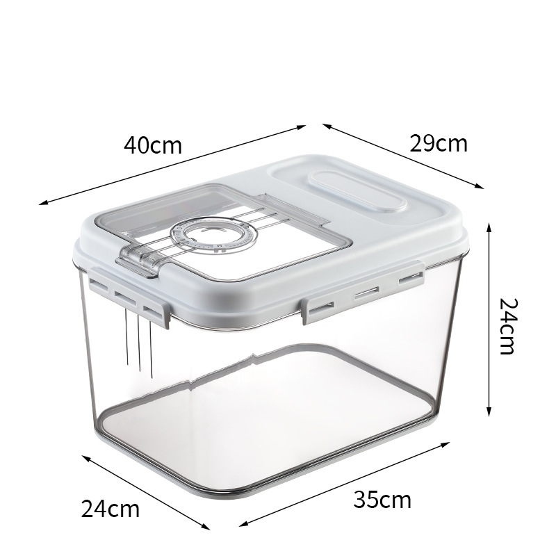 Manufacturers Custom Household Rice Bucket Sealed Moisture-Proof Insect-Proof Clamshell Large Capacity Transparent Timing Magnetic Absorption Storage Rice Box Item Picture