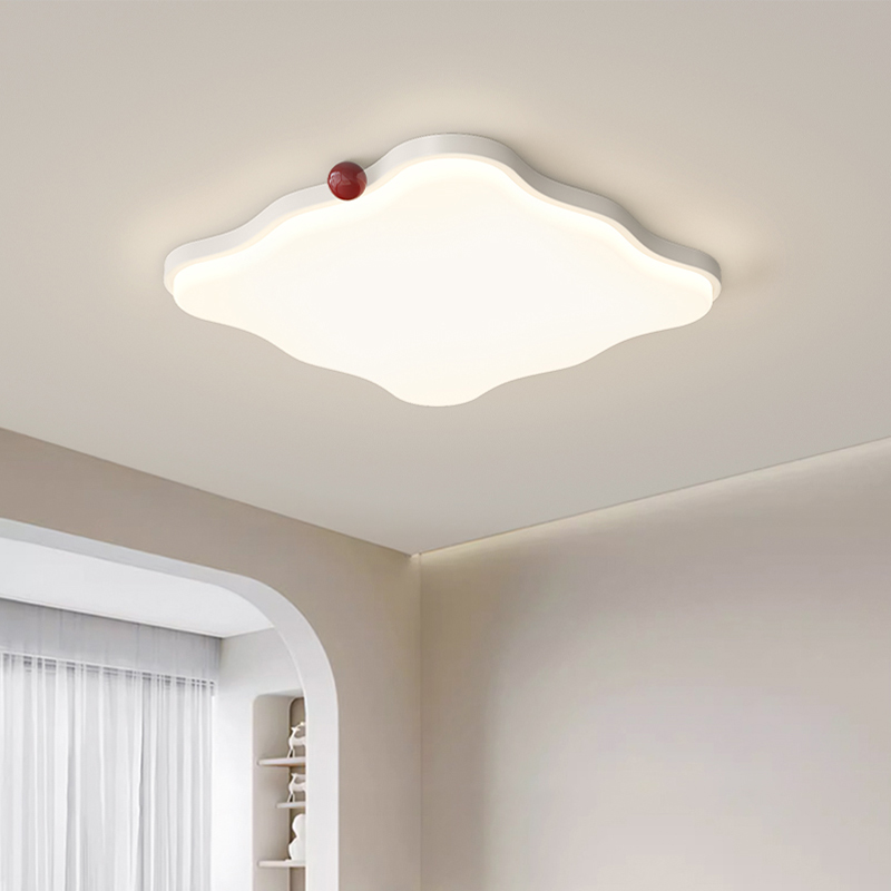 New Chinese-French cream style living room ceiling lamp set for the whole house, eye-protecting wabi-sabi style creative milk bean main lamp for the hall details Picture