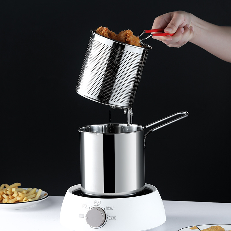 Household small deep fryer, small oil fryer, fuel-saving mini oil pan, skewer frying pan, deep fryer, deep fryer pot, small deep fryer details Picture
