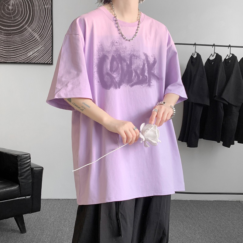 300G heavy-duty short-sleeved T-shirt for men, summer printed base layer, round-neck half-sleeved couple's T-shirt, large size trend Application Scenario