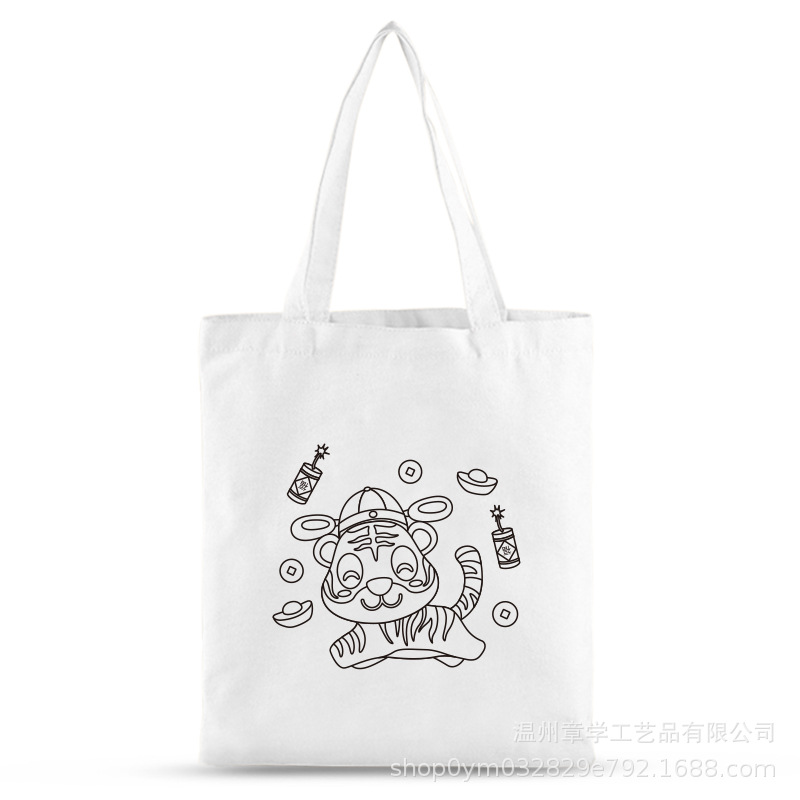 Graffiti Canvas Bag Children's Pure Hand-Painted Cartoon Hand-Painted Materials Painted Blank Canvas Bag Logo Application Scenario