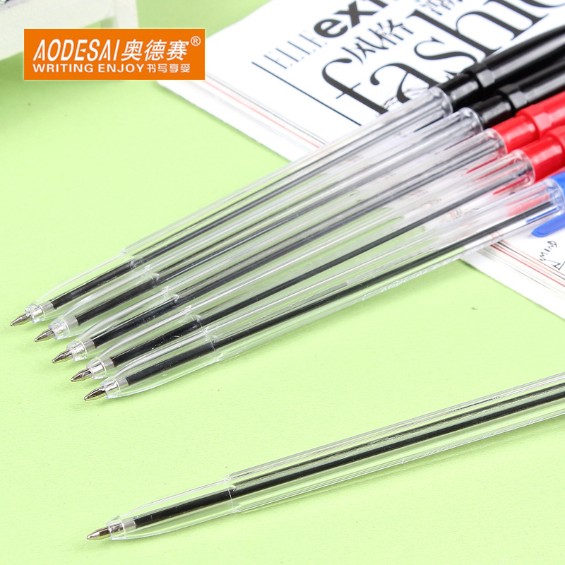 50-piece original ballpoint pen, ballpoint pen, 0.7 oil pen, office wholesale, red bullet-tipped, colored three-color ballpoint pen details Picture