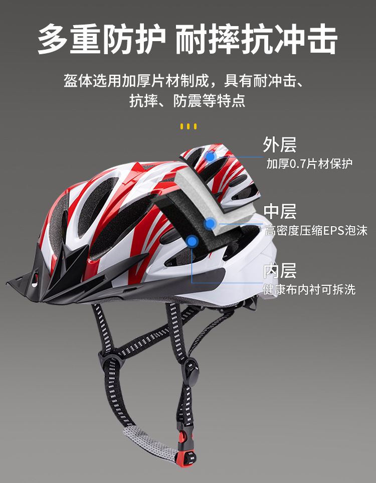 专用自行车头盔一体成型骑行头盔公路车山地车成人超轻单车安全帽详情11